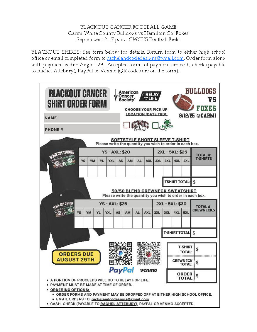 Blackout Cancer Order Form